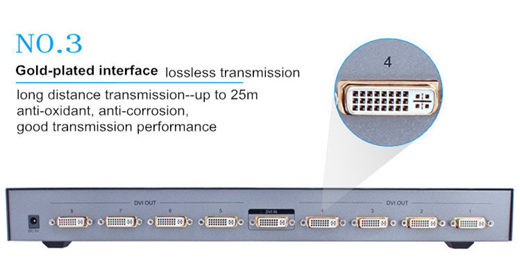 Dtech Metal Shell DVI Splitter 1 to 8 Ports