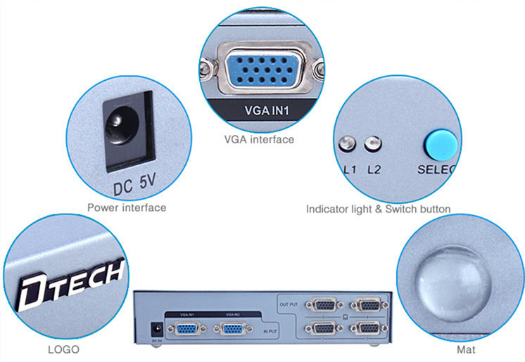 VGA Switch Splitter 2*4(500MHZ)