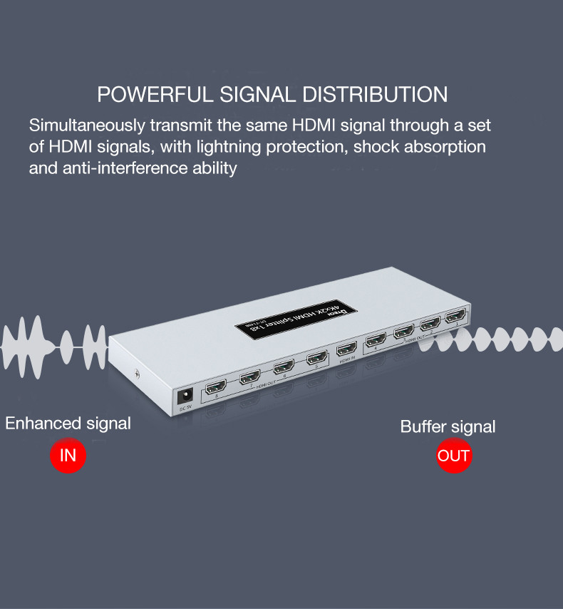 Dtech DT-7148B 20 years facotry HD 4K 1X8 HDMI Splitter 8 ports