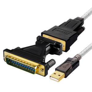 USB to RS232 cable with DB9 to DB25 adapter