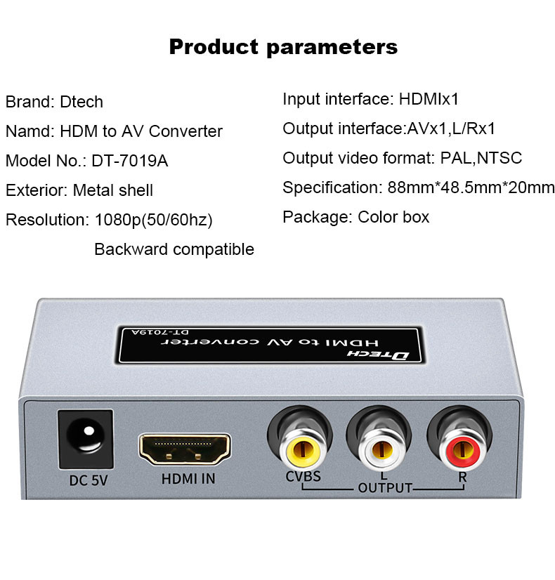 Dtech Metal Shell HDMI to AV RCA Converter