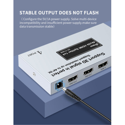 CCTV 4k 1080p 3D Audio Video Wall Distributor Amplifier 4 Ports Hdmi Splitter 1 Input 4 Output