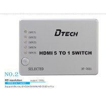 DTECH DT-7021 1080P IR remote control HDMI SWITCH 5 In 1 Out