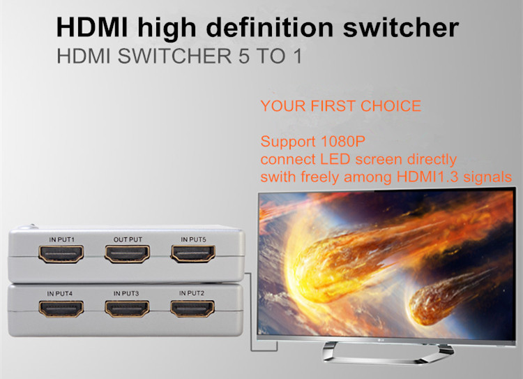 DTECH DT-7021 Good Quality 3D 1080P HDMI SWITCH  5 x1