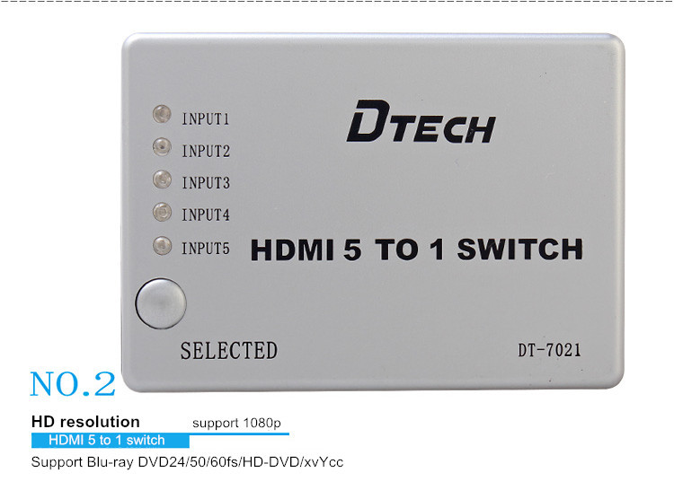 DTECH DT-7021 1080P  HDMI SWITCH  5 In 1 Out