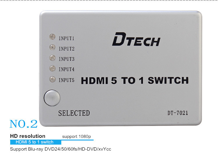 DTECH DT-7021 Good Quality 3D 1080P HDMI SWITCH  5 x1