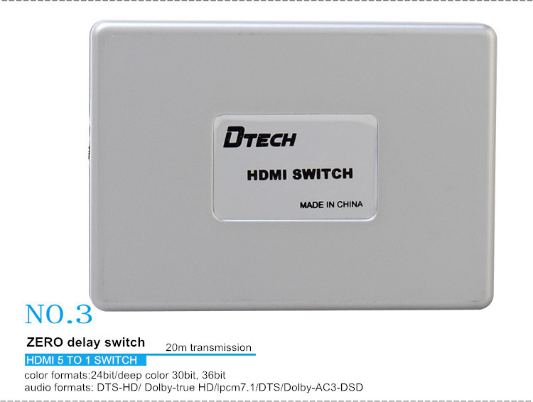 DTECH DT-7021 Good Quality 3D 1080P HDMI SWITCH  5 x1