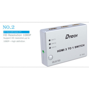 DTECH DT-7018 1080P@60HZ HDMI Switch 3 to 1 with IR