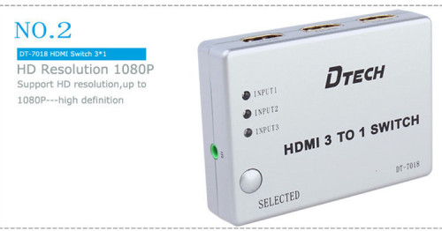 DTECH DT-7018 1080P@60HZ HDMI Switch 3 to 1 with IR