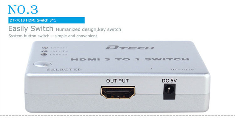 DTECH DT-7018 1080P HDMI SWITCH 3 In 1 Out