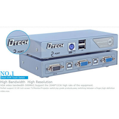 DTECH DT-8021 Semi-automatic KVM switcher 2 * 1