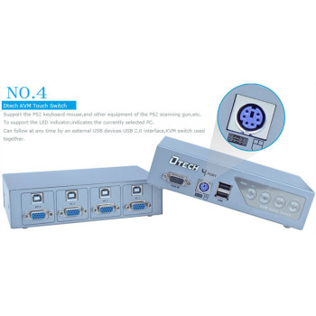 DTECH DT-8041 Semi-automatic KVM switcher 4 * 1
