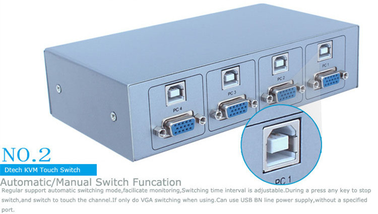 DTECH DT-8041 Semi-automatic KVM switcher 4 * 1