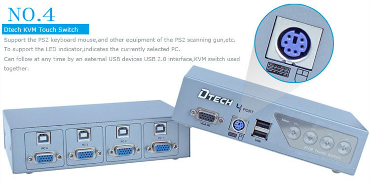 DTECH DT-8041 Semi-automatic KVM switcher 4 * 1