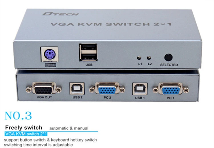 DTECH DT-7016  1920 x 1440 VGA KVM Switch 2*1