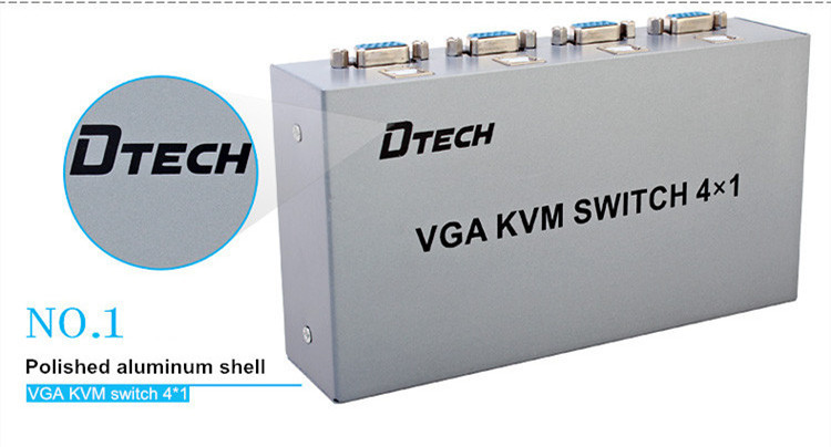 DTECH DT-7017 High Quality 250MHZ Bandwidth KVM Switch 4 in 1 out