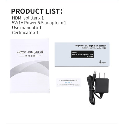 4k 3D 1080p 60hz 1x4 2.0 hdmi splitter for HDTV