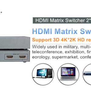 3D 4Kx2K HDMI MATRIX SWITCH 2x2 arbitrary cross output HDMI MATRIX SWITCH for HD