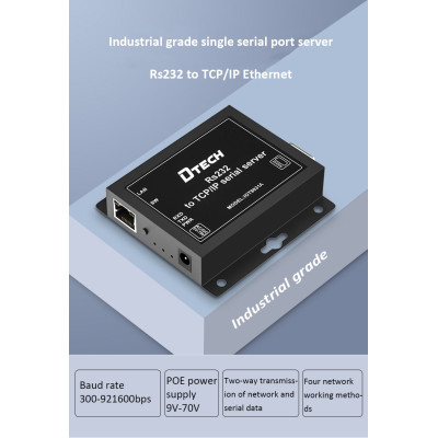 DTECH modbus gateway serial RS232 to TCPIP Ethernet server Intelligent Internet of Things supports TCP and UDP POE