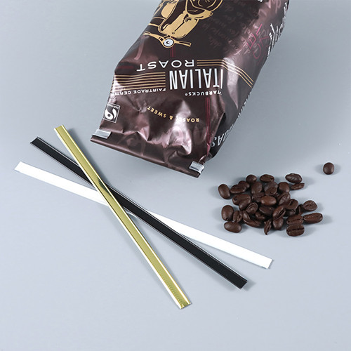 Hot selling plastic black tin tie Double-sided adhesive coffee bean bags ties with Galvanized iron wire for candy nuts