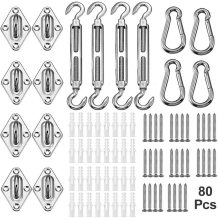 Shade Sail Hardware Kit for Triangle Rectangle Sun Shade Sail Installation, 304 Grade Stainless for Garden Outdoors