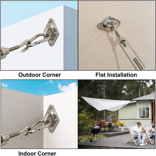 Shade Sail Hardware Kit for Triangle Rectangle Sun Shade Sail Installation, 304 Grade Stainless for Garden Outdoors