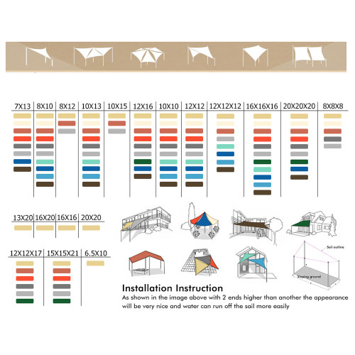 HDPE Triangle Sun Shade Sail shade sail patio for Patio UV Block and Outdoor