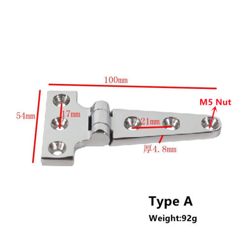 Heavy Duty T Hinge 4'' x 2" / 6'' x 3" Casting Hinge Marine Grade 316 Stainless Steel for Boat