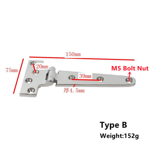 Heavy Duty T Hinge 4'' x 2" / 6'' x 3" Casting Hinge Marine Grade 316 Stainless Steel for Boat