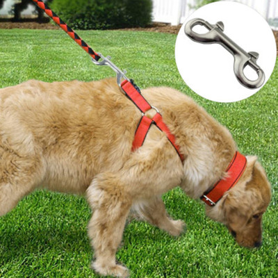 Stainless Steel Dog Leash Snap Hooks Elliptical Single Head For Dog Leash Nylon Cable