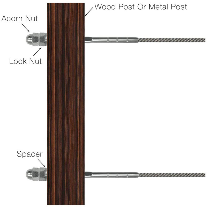 Stainless Steel 1/8 Cable Railing Hardware | Hand Swage Stud with Nut and Washer for 1/8 Wire Cable | Wire Cable Project Accessories