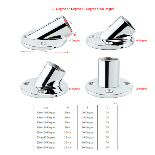 MARINE BOAT DURABLE SOLID SS 316 HAND RAIL FITTING ROUND BASE 7/8' or 1'