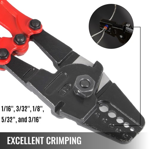 Wire Rope Swager Crimper Tool Insulated Handle Aluminum Copper Cable Sleeves cable railings kit Cutter Crimping Pliers 24/30Inch