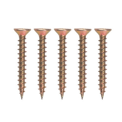 High-strength fiberboard nails electroplated with yellow zinc