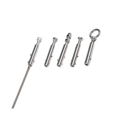 1/8" Black T316 Stainless Steel Swage Dead End Fitting for Invisible Cable Railing Kits | Fixed End Terminal