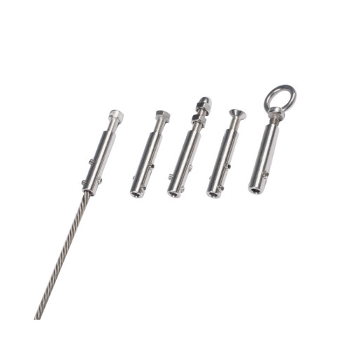 1/8" Black T316 Stainless Steel Swage Dead End Fitting for Invisible Cable Railing Kits | Fixed End Terminal