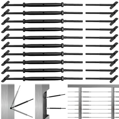 T316 Stainless Steel DIY Cable Railing Kit w/ 180° Adjustable Fittings for Wood Posts
