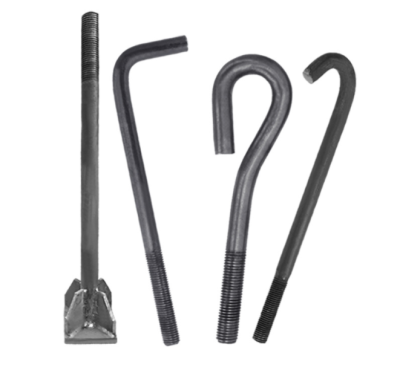 Concrete Construction Galvanized L Hook Foundation Anchor Bolts With Nut And Washer