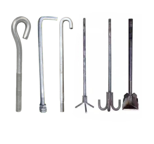 Concrete Construction Galvanized L Hook Foundation Anchor Bolts With Nut And Washer