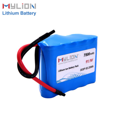 11.1V7500mAh Lithium ion battery pack