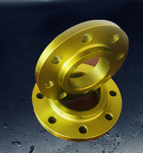 Yellow painted ASME B 16.5 NPT threaded flanges