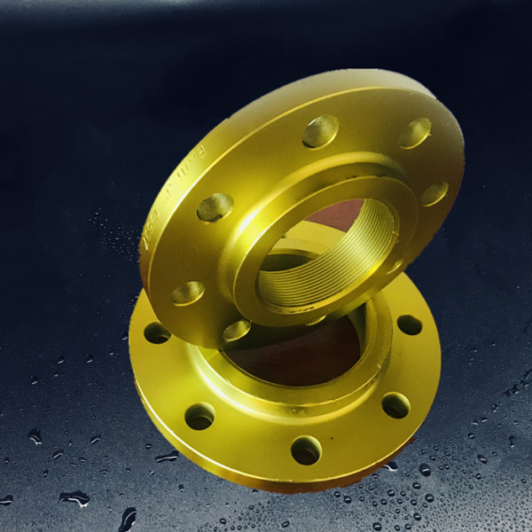 Yellow painted ASME B 16.5 NPT threaded flanges