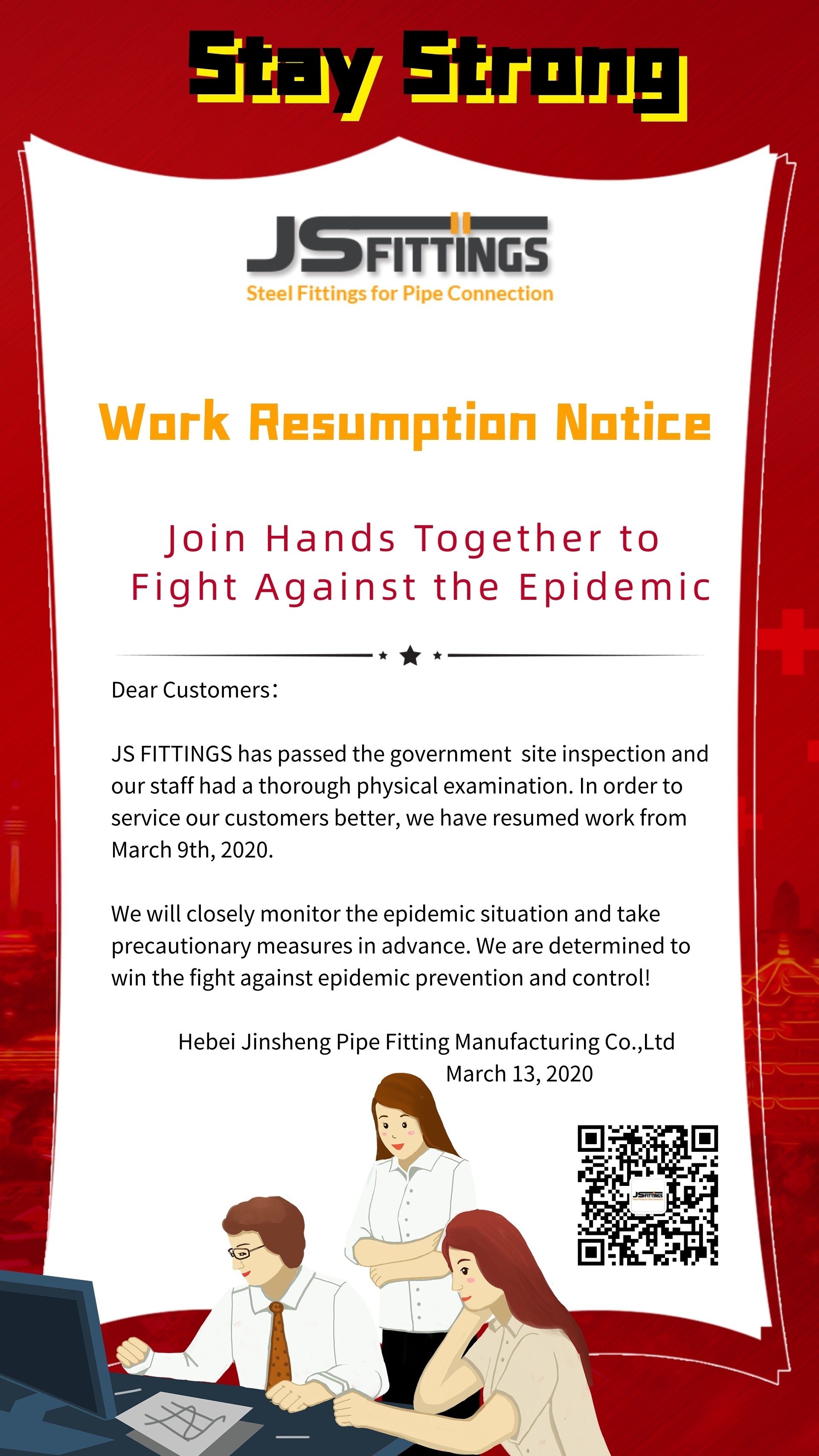 JS FITTINGS wrok resumption notice