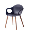 Modern wooden leg plastic backrest chair with armrest