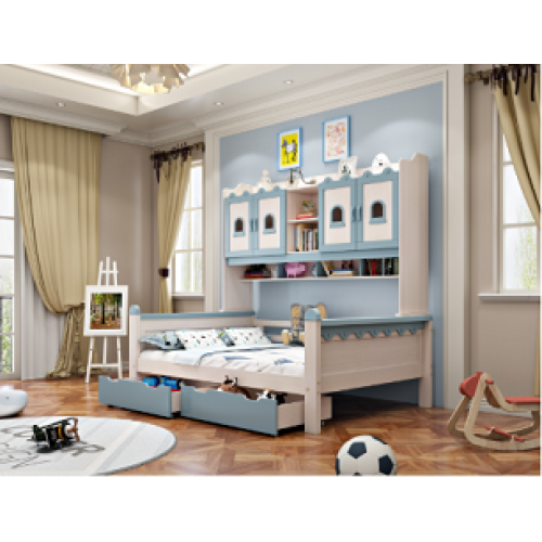Colorful Princess Kids Bedroom Furniture Girls and Boys Bed with Bookshelf