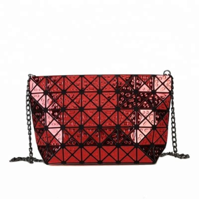 Wholesale Woman Style Cream PU Leather Geometric Shoulder Chain Bag Handbag