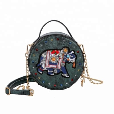 Carton Pattern Crossbody Handbags Round Pu Leather Shoulder Bags