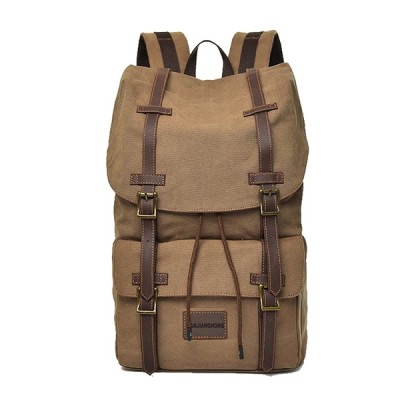 2019 Trending Fashion Large Capacity Khaki Canvas Men Backpack