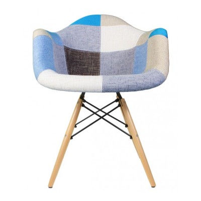 Patchwork Fabric Arm plastic and fabric  Chair beech wooden legs