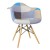 Patchwork Fabric Arm   Chair beech wooden legs